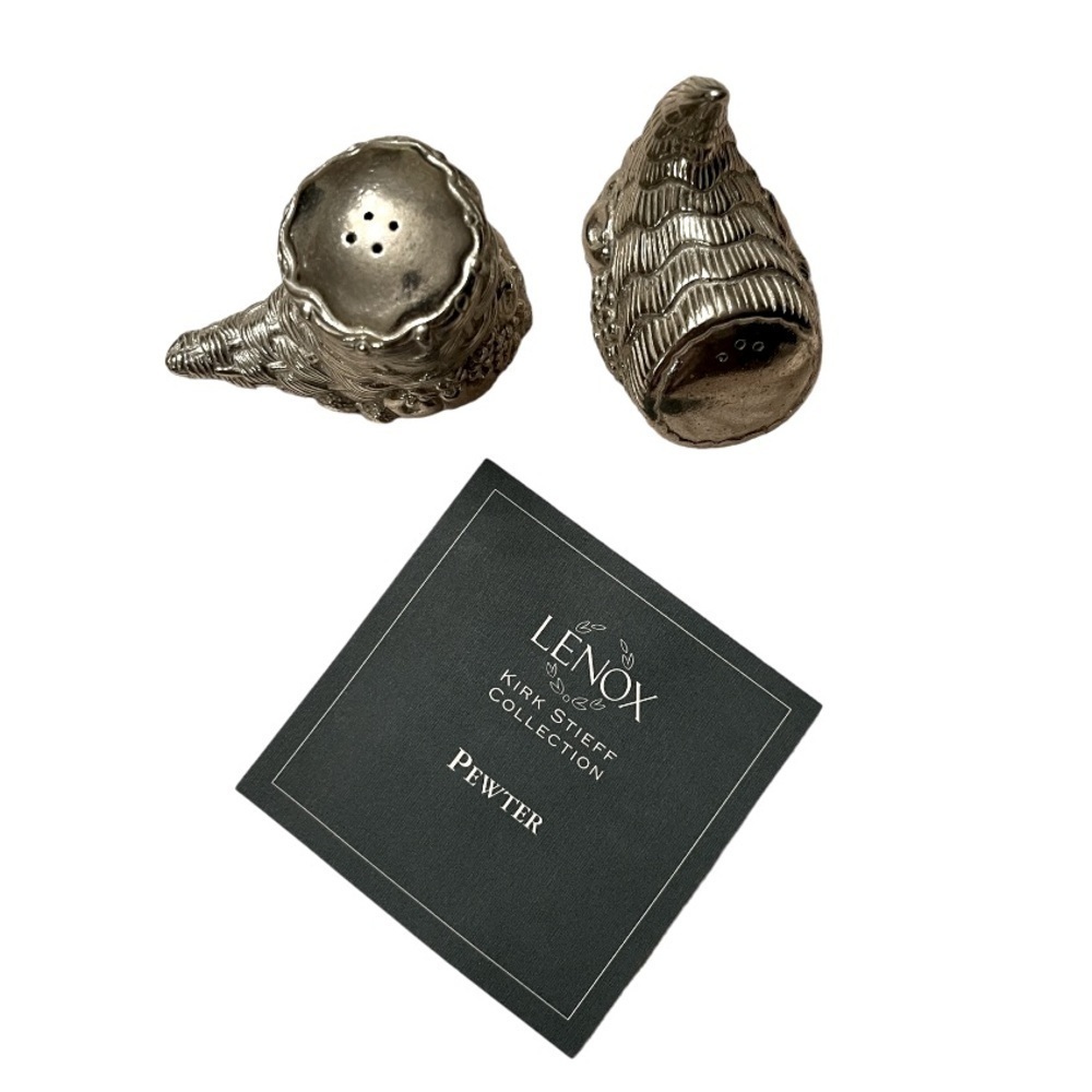 Lenox Kirk Steiff Collection Pewter Cornucopia Salt & Pepper Shakers